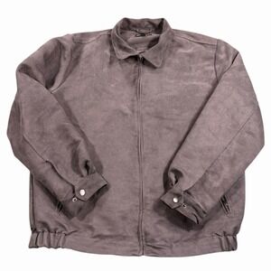 Vintage Norm Thompson Suede Zip Up Lined Bomber‎ Style Lightweight Jacket Size M